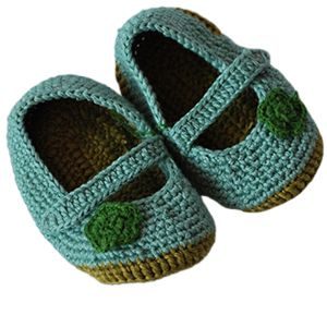 zapatos de ganchillo color verde